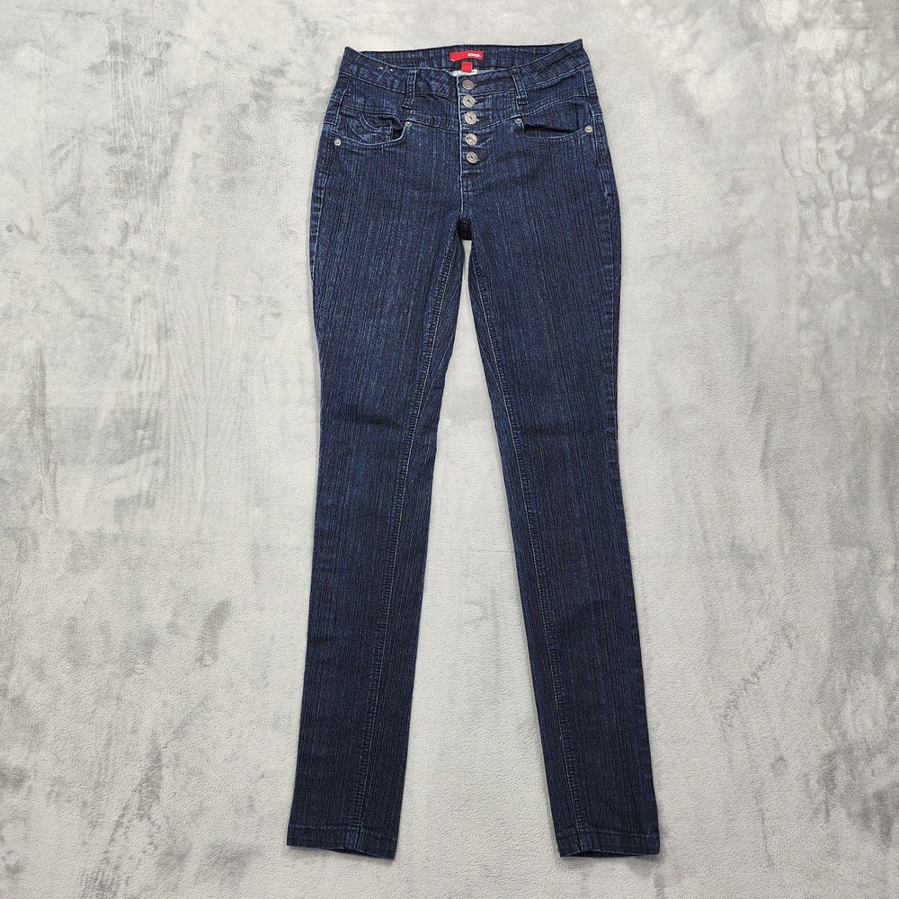 Vintage‎ Bongo Jeans Womens 3 Juniors Blue Mid Rise Skinny Slim Stretch Denim